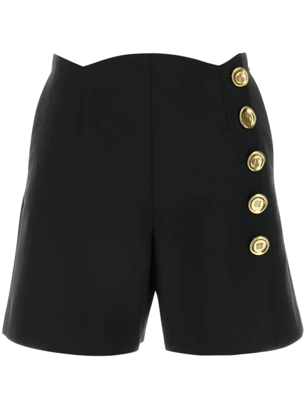 Givenchy Shorts in Wool and Mohair with Buttons in Black