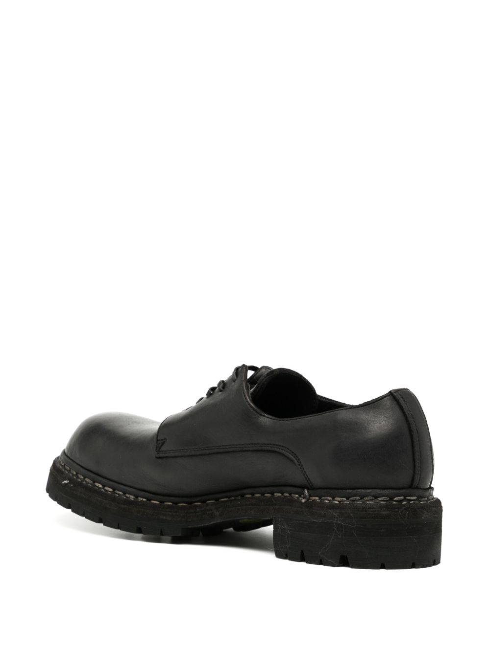 Guidi horse full grain derby shoes Black