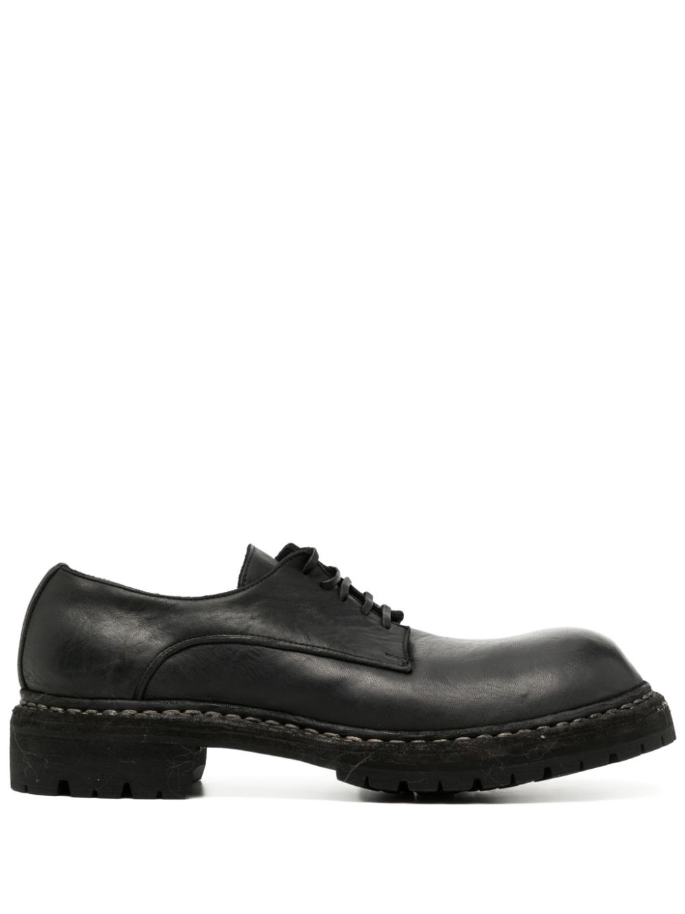 Guidi horse full grain derby shoes Black