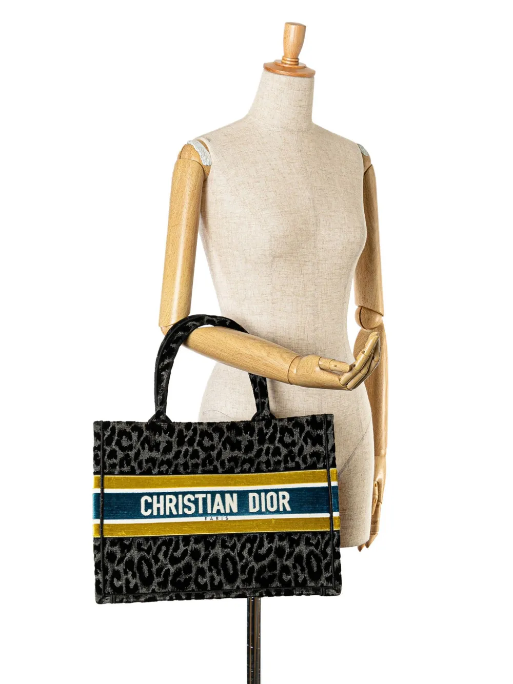 Christian Dior 2021 Medium Velvet Leopard Mizza Book tote bag Women