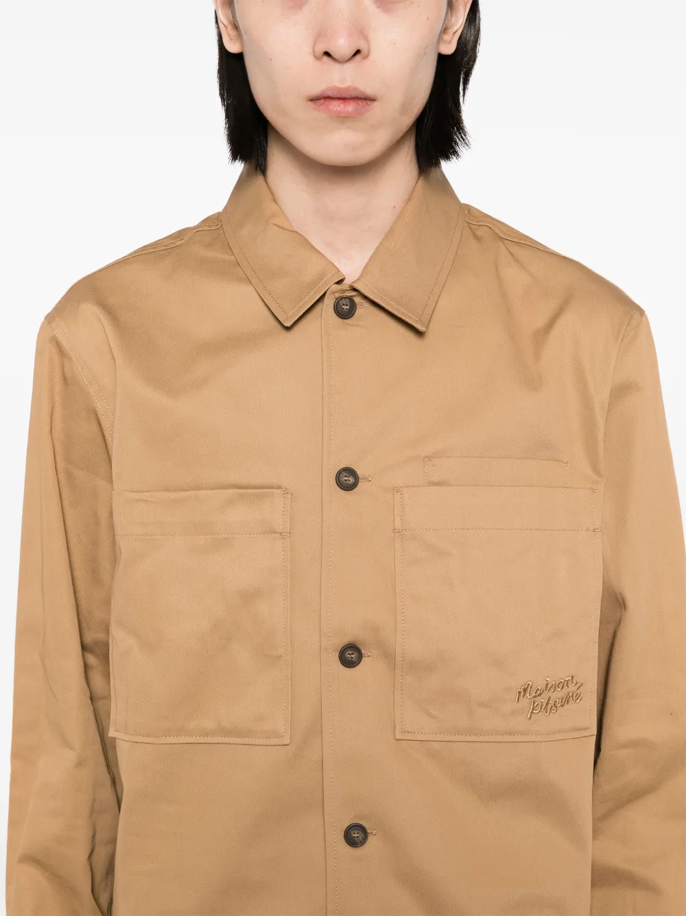 Maison Kitsuné Katoenen overhemd Bruin