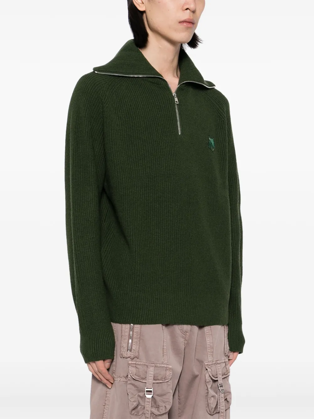 Maison Kitsuné Trui met ritskraag Groen
