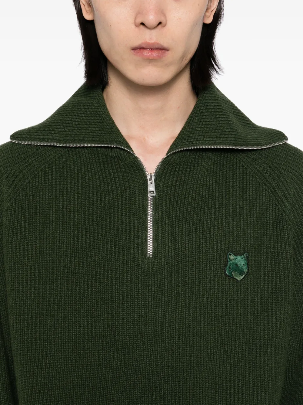 Maison Kitsuné Trui met ritskraag Groen