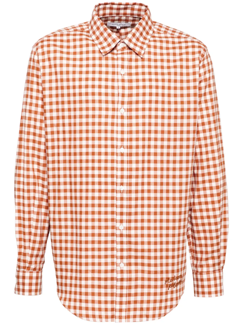 Maison Kitsuné Overhemd met gingham ruit Oranje
