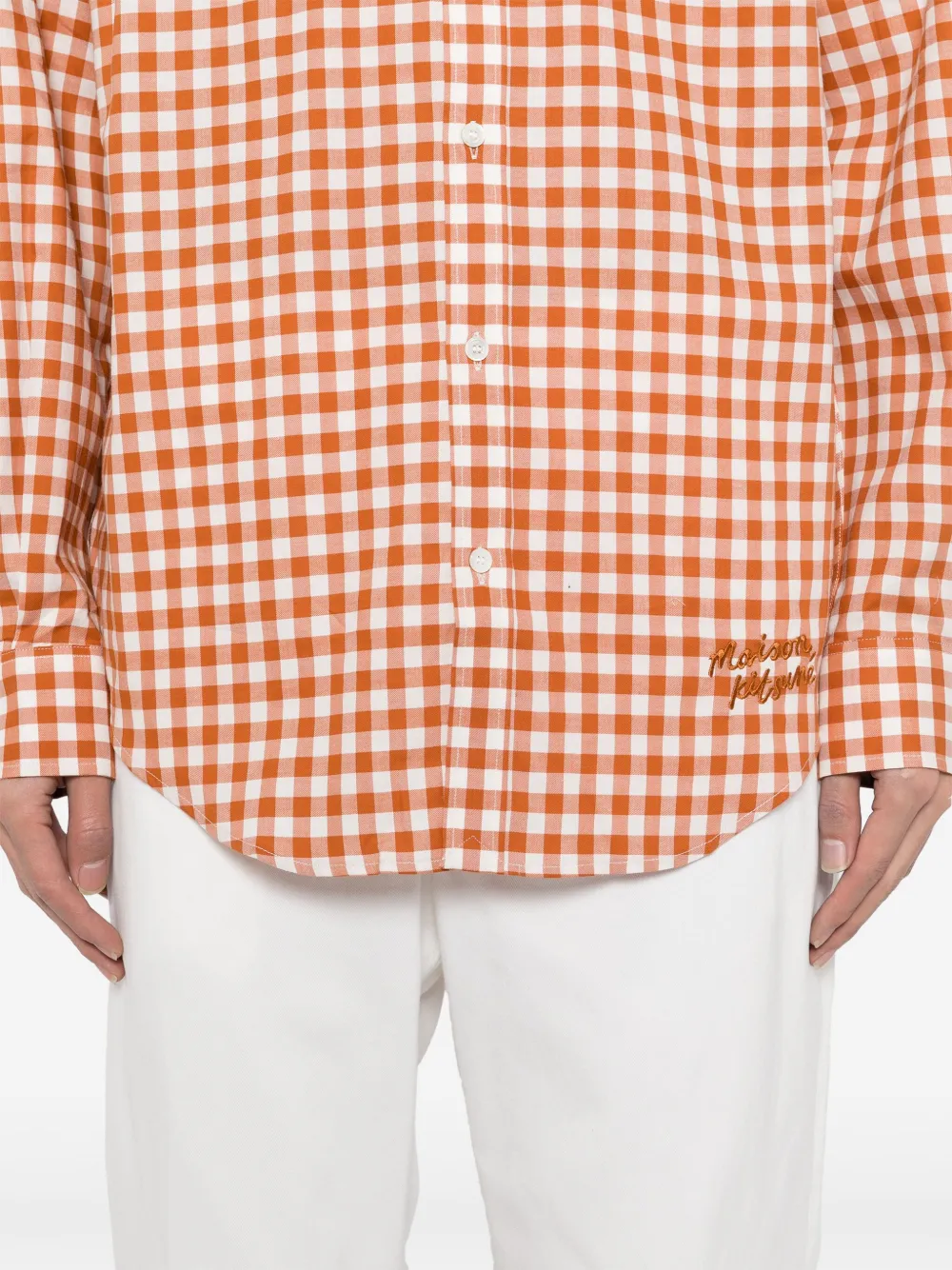 Maison Kitsuné Overhemd met gingham ruit Oranje
