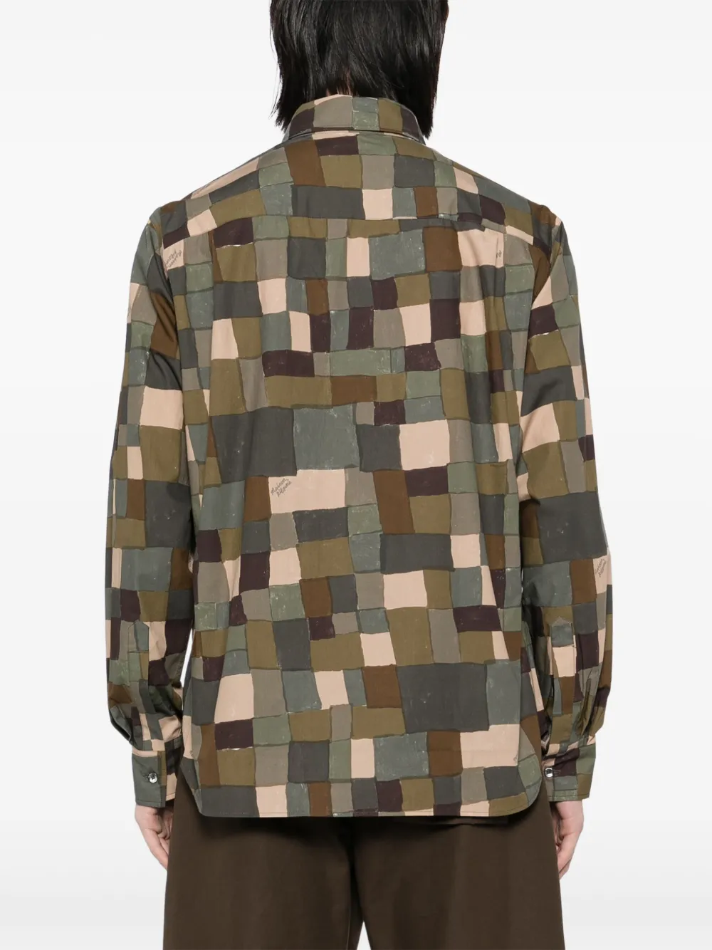 Maison Kitsuné Overhemd met geometrische print Bruin