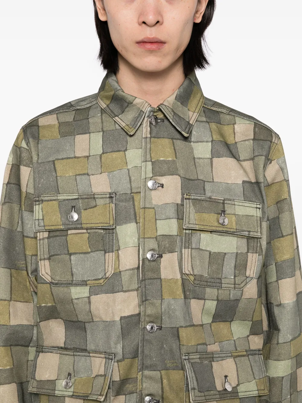 Maison Kitsuné Shirtjack met geometrische print Groen