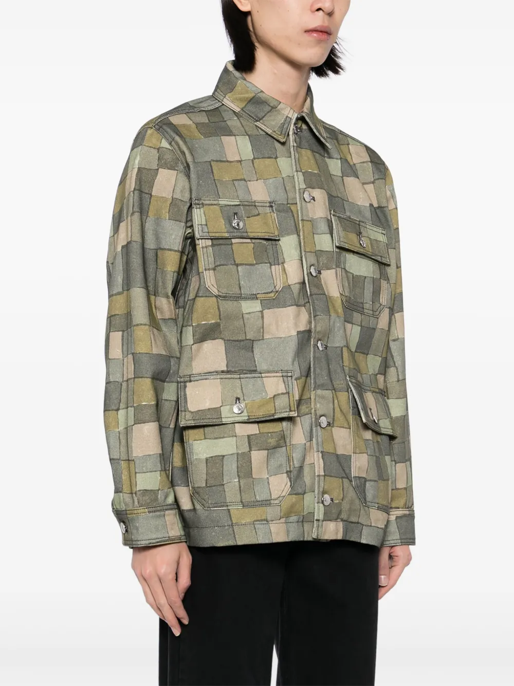 Maison Kitsuné Shirtjack met geometrische print Groen