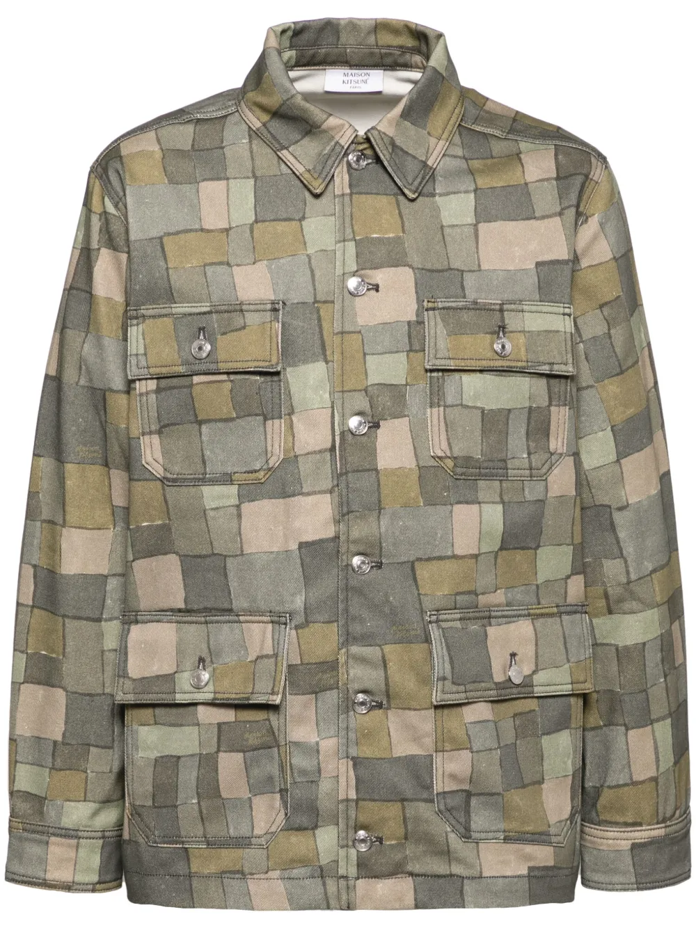 Maison Kitsuné Shirtjack met geometrische print Groen