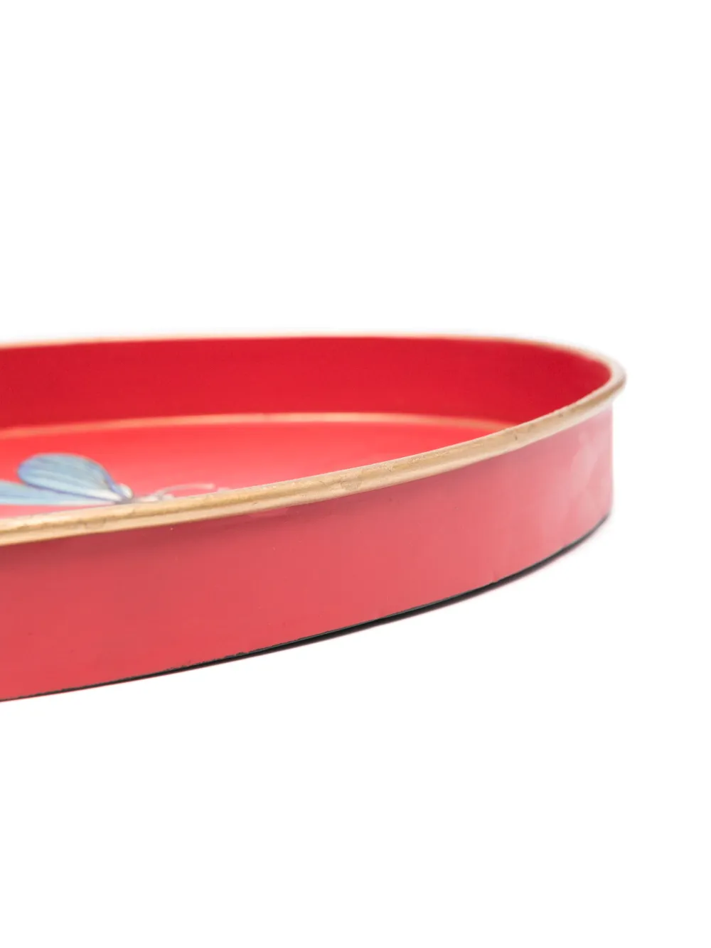 Les-ottomans Hand-painted Iron Tray (32cm X 20cm) In Red