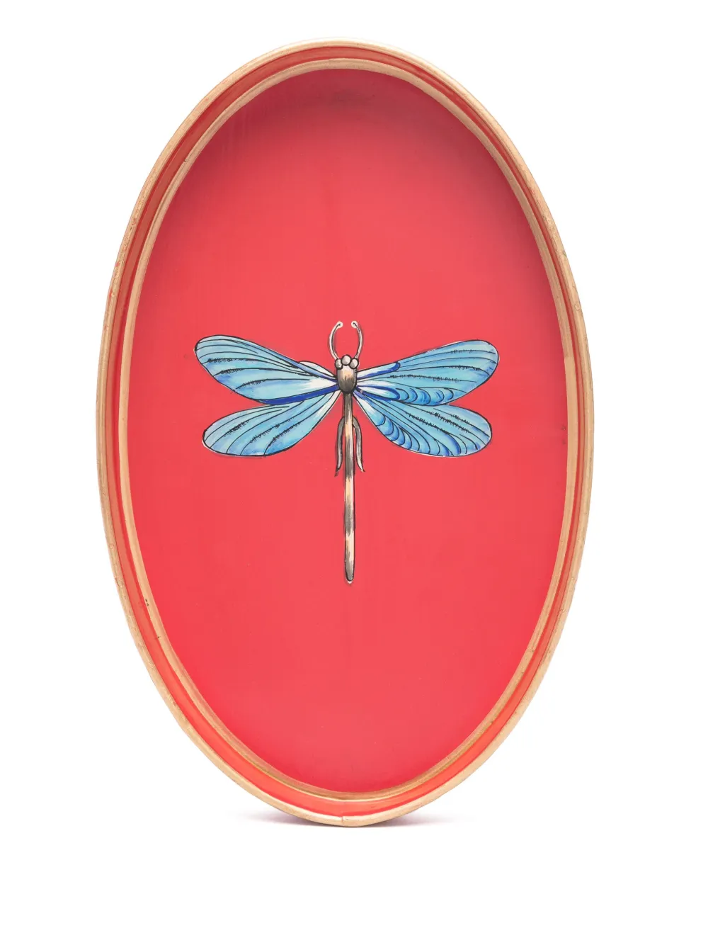 Les-ottomans Hand-painted Iron Tray (32cm X 20cm) In Red