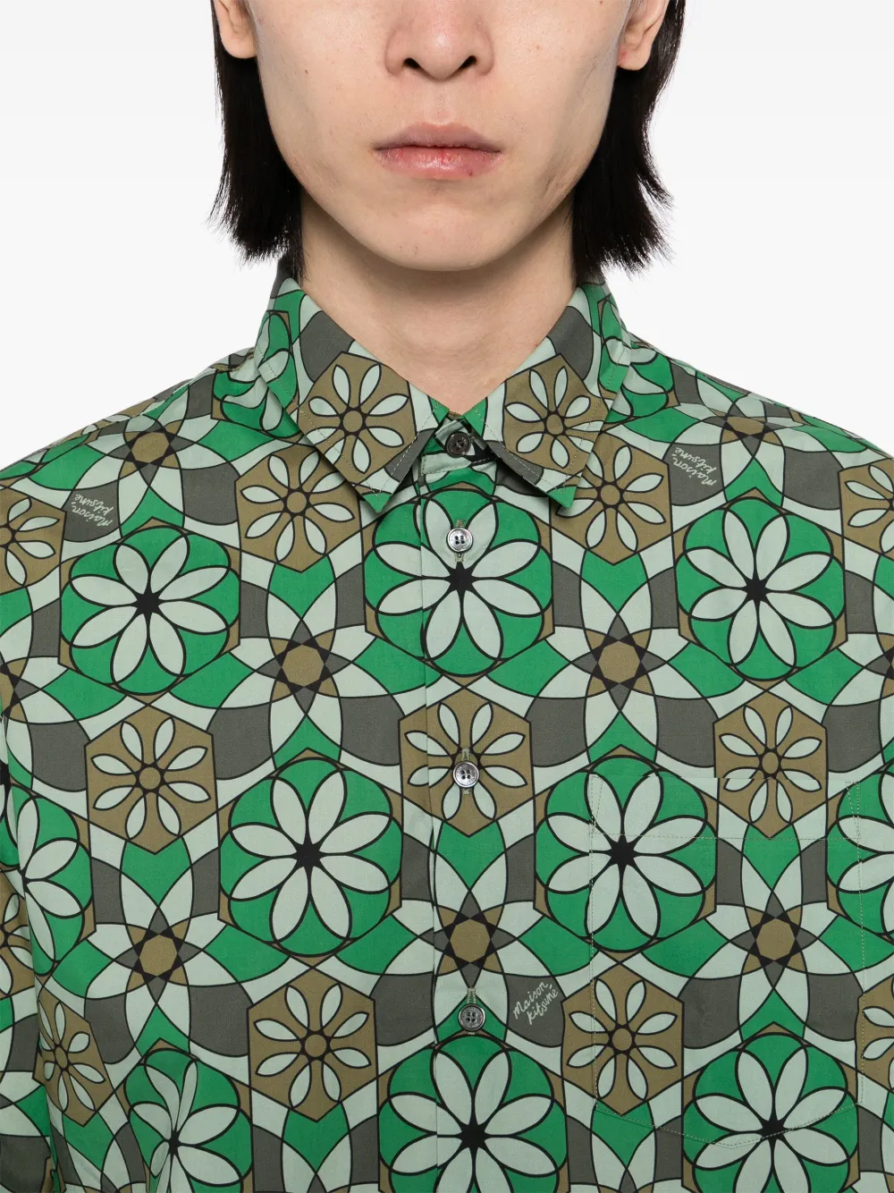 Maison Kitsuné Overhemd met bloemenprint Groen