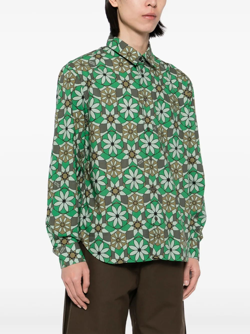 Maison Kitsuné Overhemd met bloemenprint Groen
