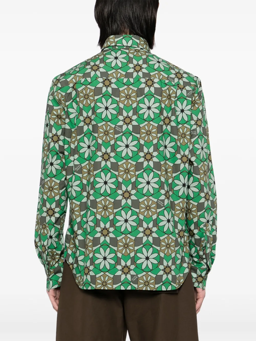 Maison Kitsuné Overhemd met bloemenprint Groen