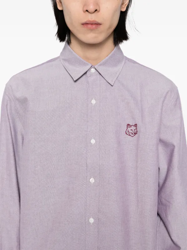 Maison Kitsuné Fox Head-embroidered Shirt | Purple | FARFETCH