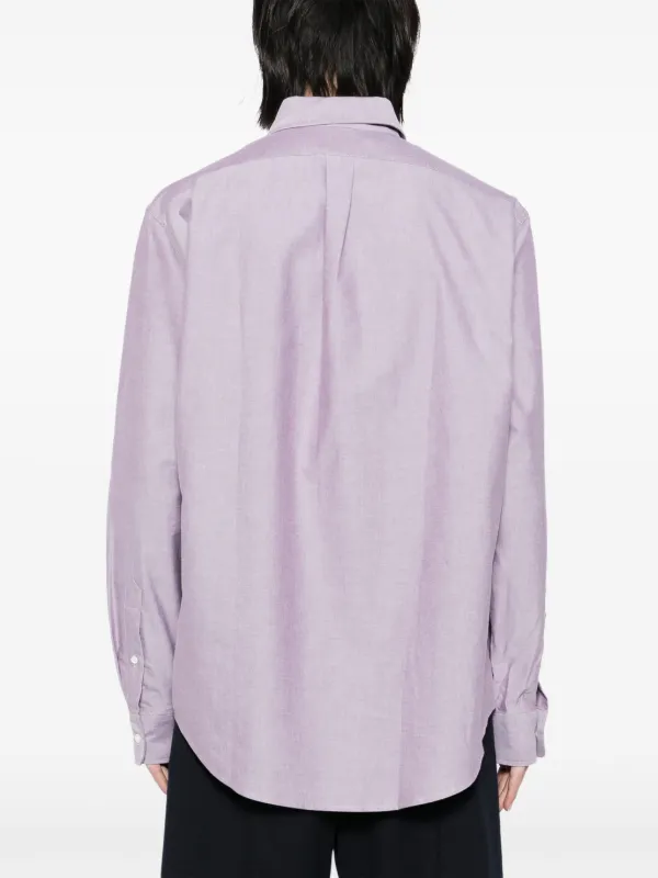 Maison Kitsuné Fox Head-embroidered Shirt | Purple | FARFETCH