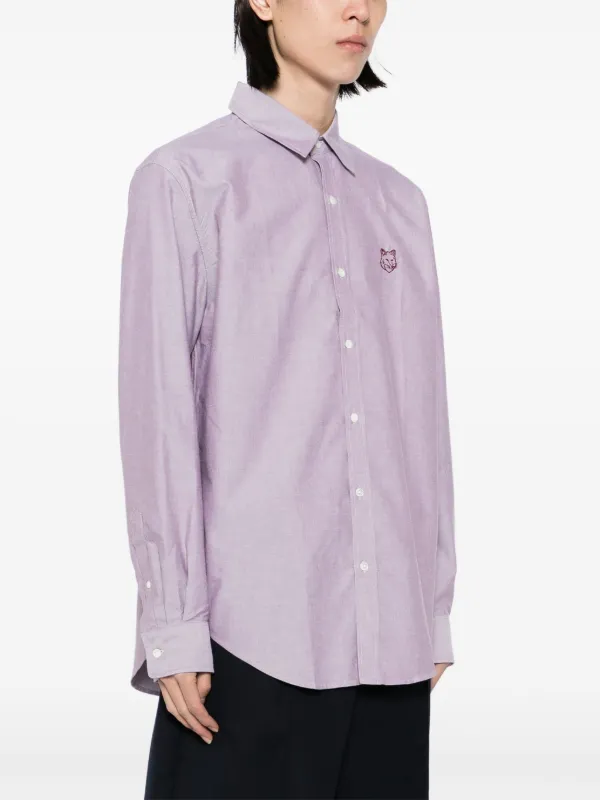 Maison Kitsuné Fox Head-embroidered Shirt | Purple | FARFETCH
