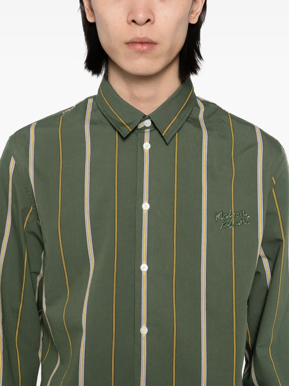 Maison Kitsuné Gestreept overhemd Groen