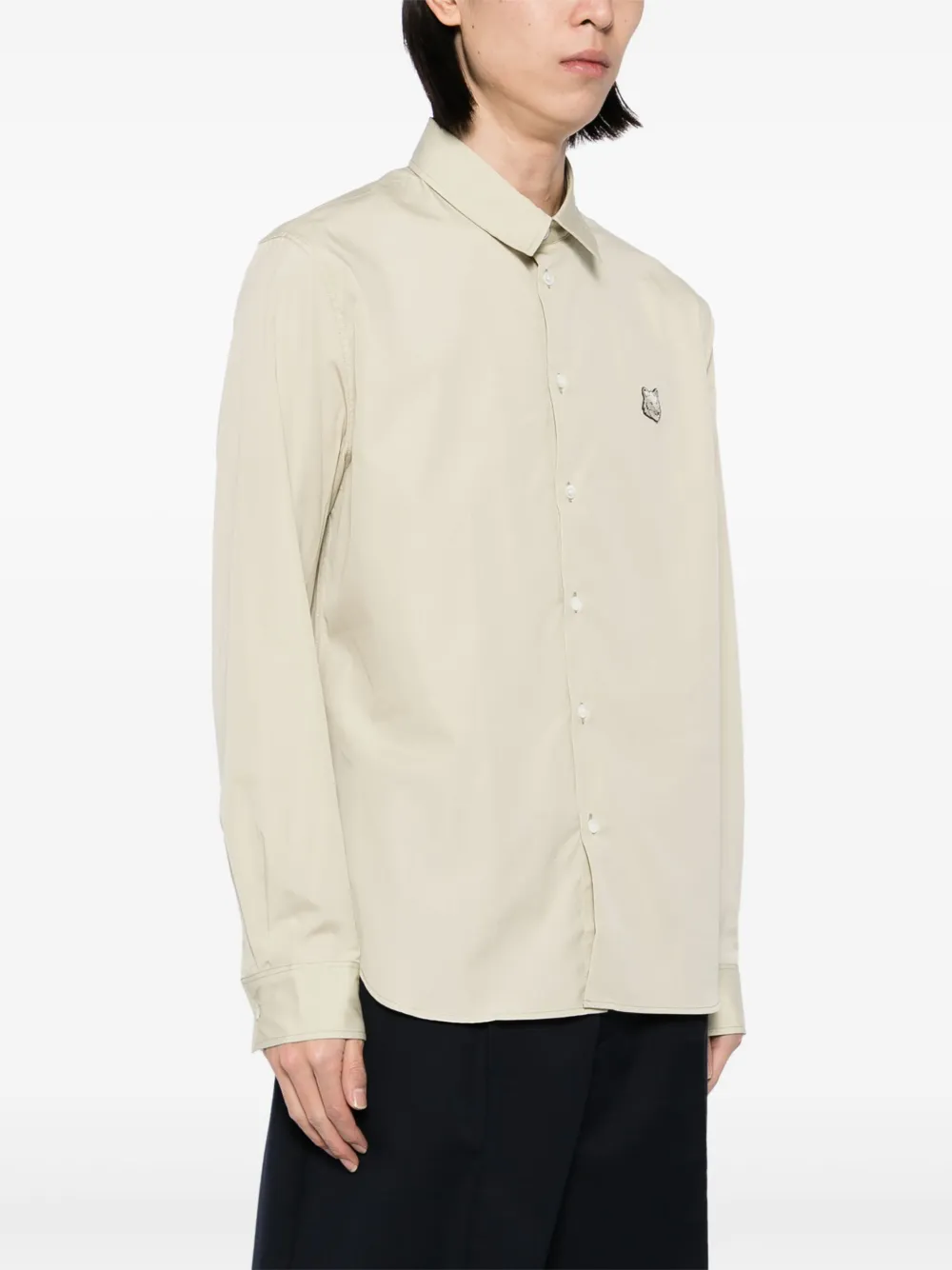 Maison Kitsuné Overhemd met geborduurde vossenkop Beige