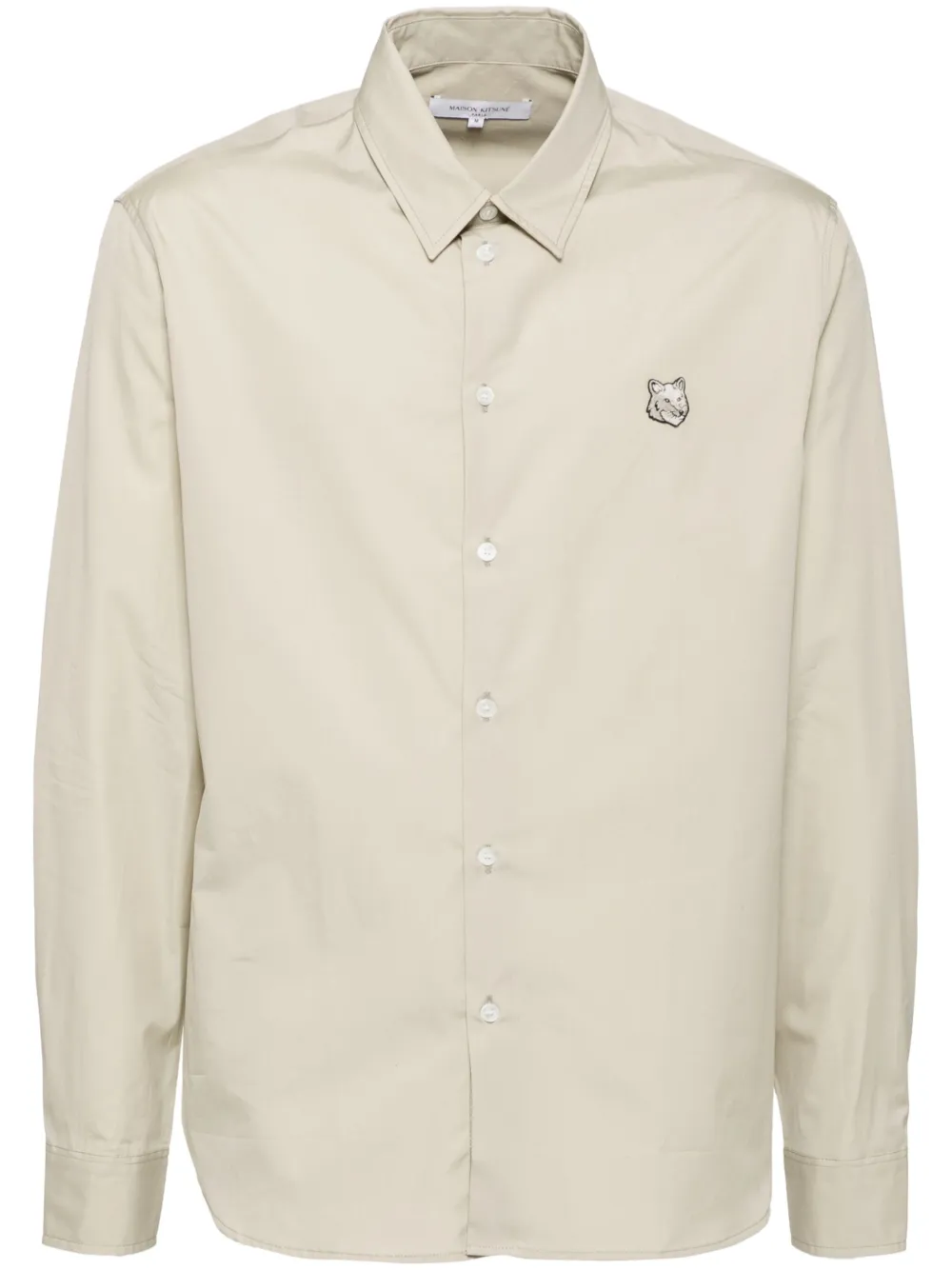 Maison Kitsuné Overhemd met geborduurde vossenkop Beige