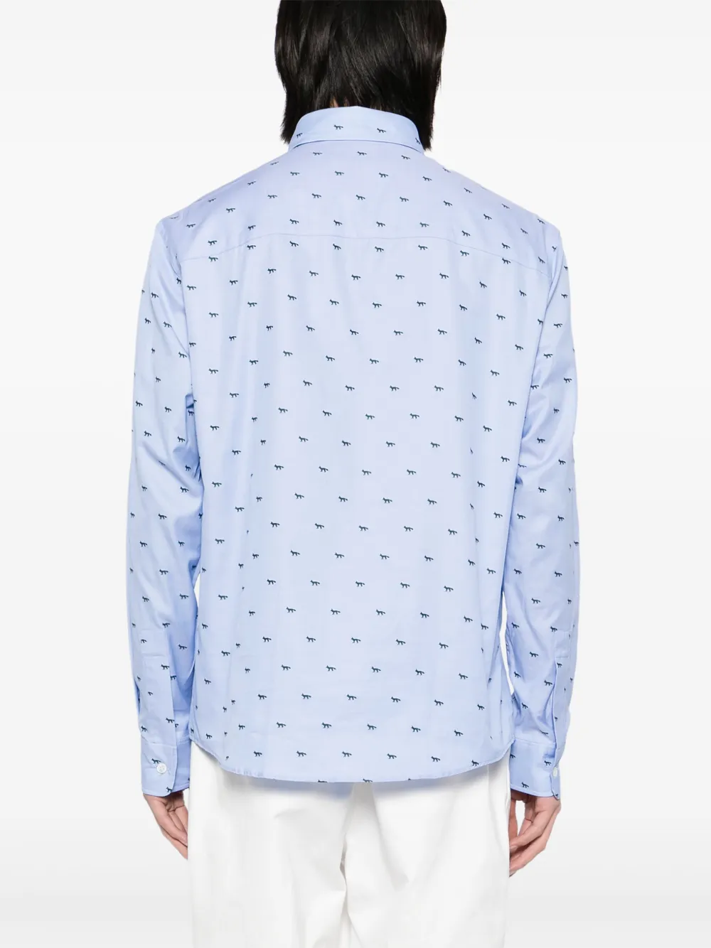 Maison Kitsuné T-shirt met vossenprint Blauw