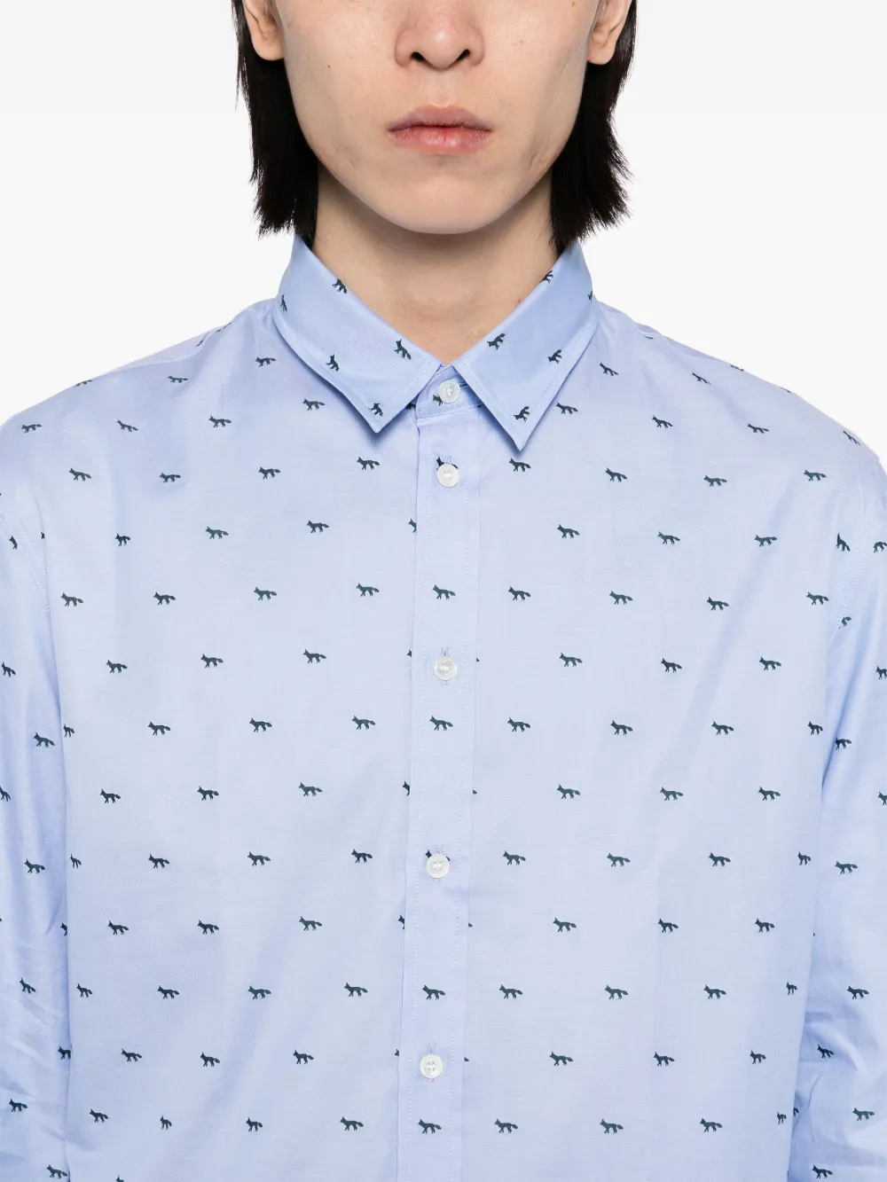 Maison Kitsuné T-shirt met vossenprint Blauw