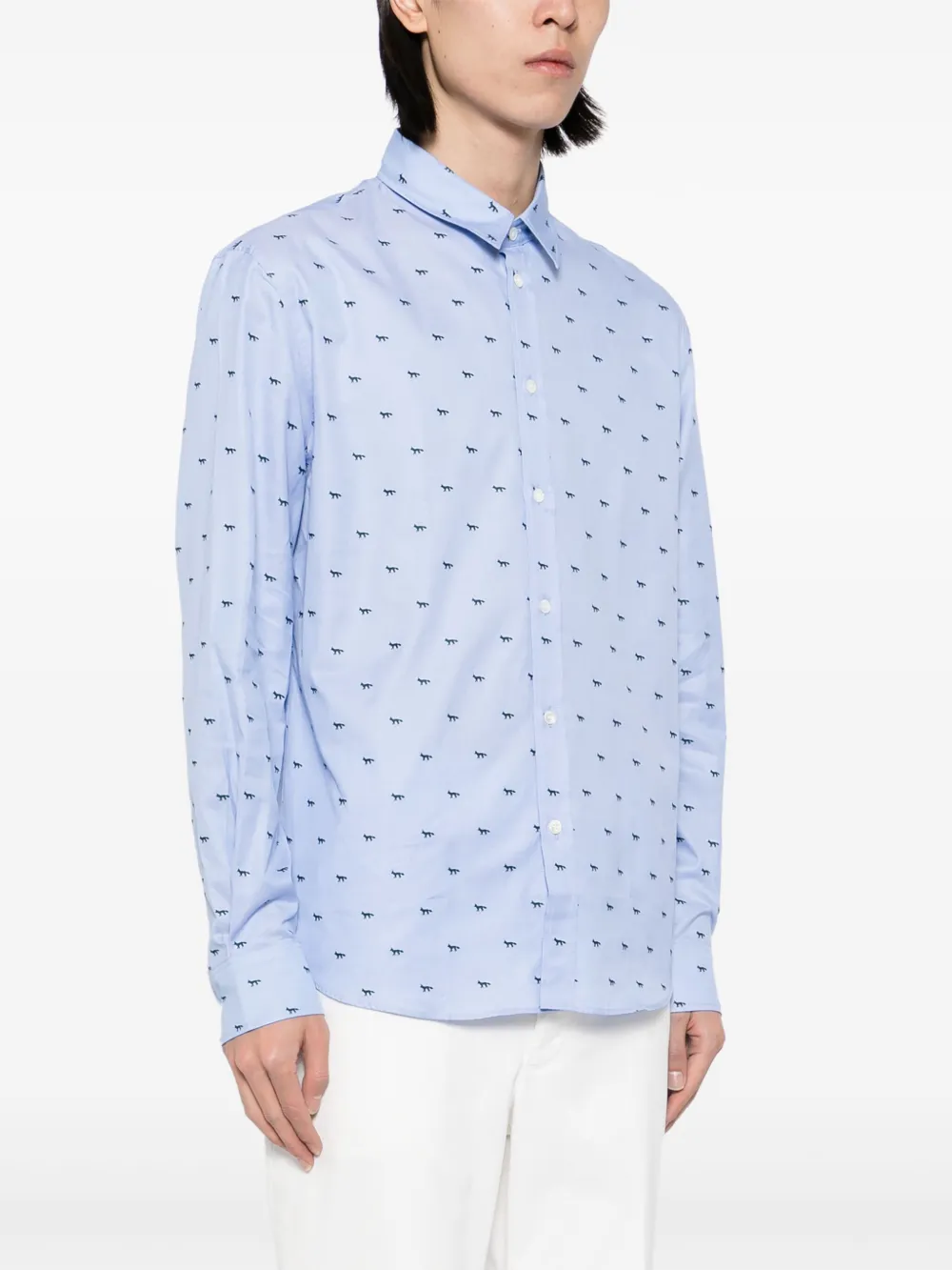 Maison Kitsuné T-shirt met vossenprint Blauw