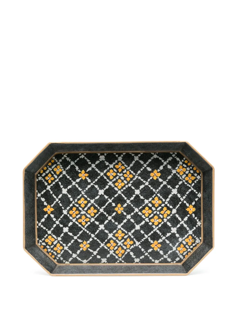 Les-Ottomans hand-painted iron tray (30cm x 43cm) | Black | Image 1