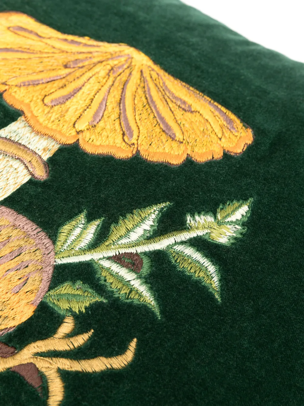 Les-ottomans Embroidered Velvet Cushion (50cm X 50cm) In Green