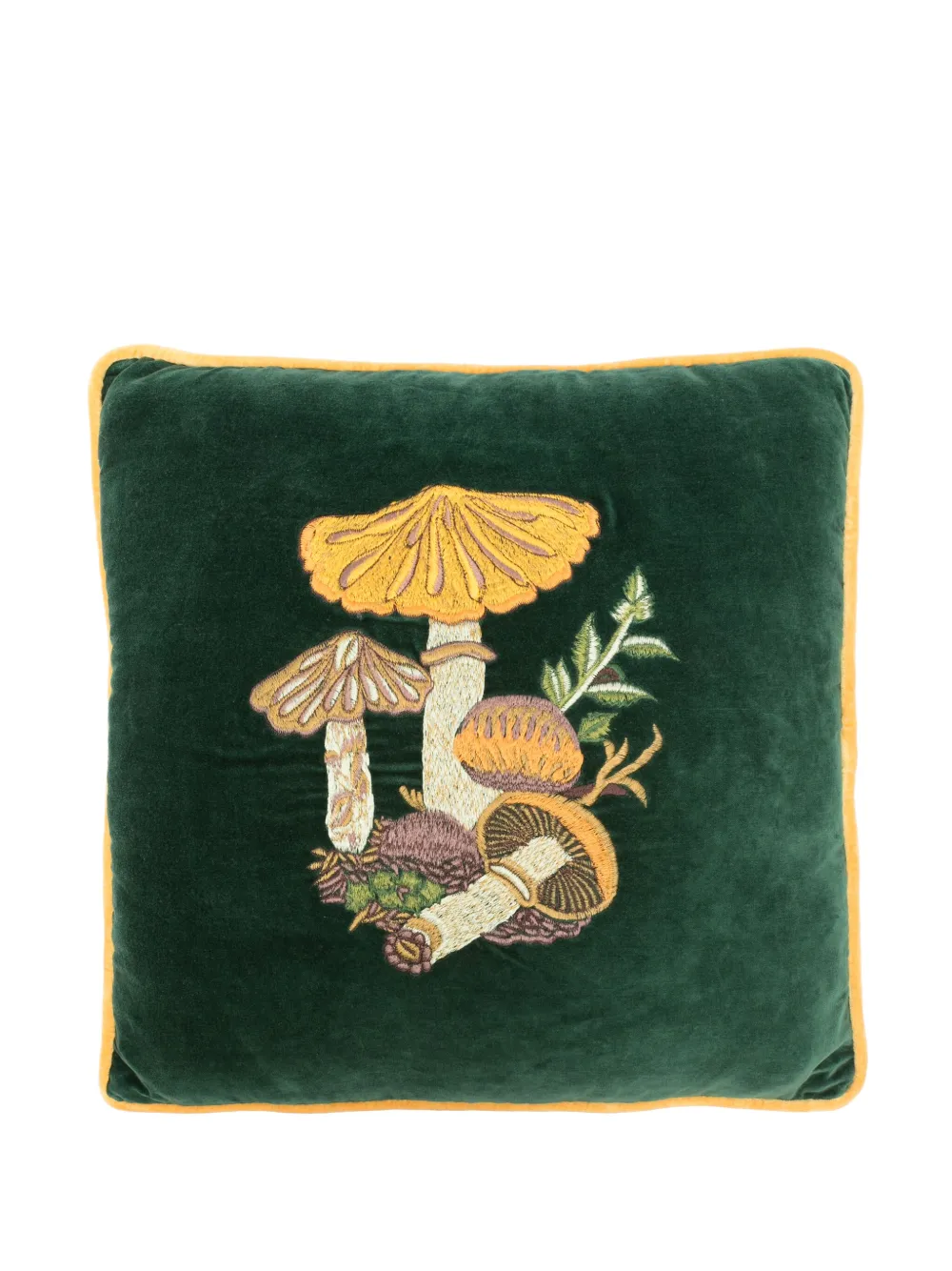 Les-ottomans Embroidered Velvet Cushion (50cm X 50cm) In Green
