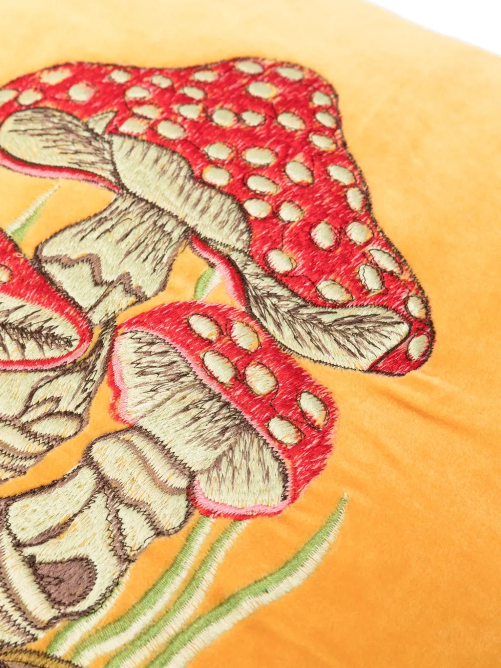 Les-ottomans Embroidered Velvet Cushion (50cm X 50cm) In Yellow