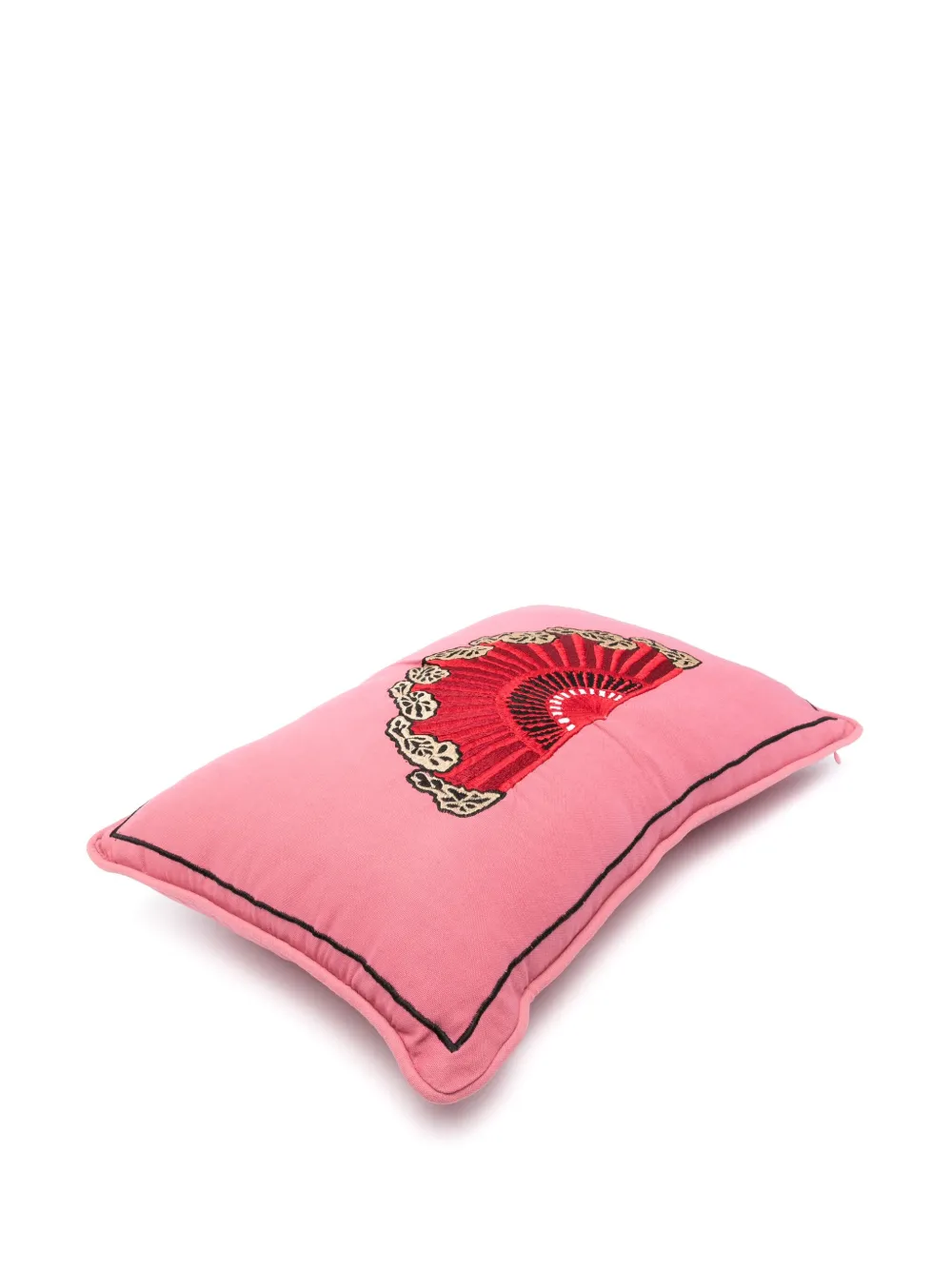 Les-Ottomans Fluwelen kussen met borduurwerk (40 cm x 60 cm) - Roze