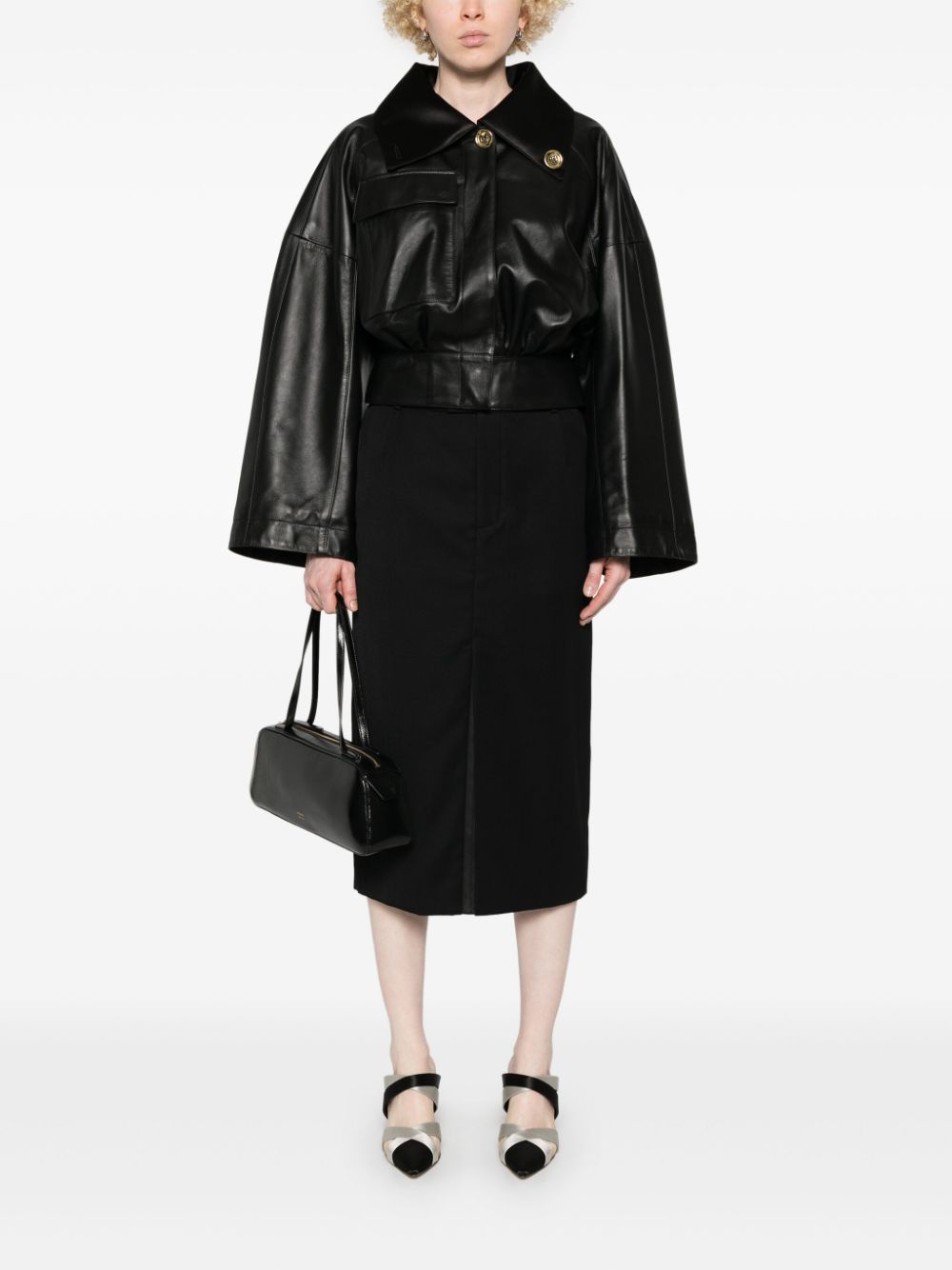 Givenchy Leren jack met verstelbare kraag - Zwart