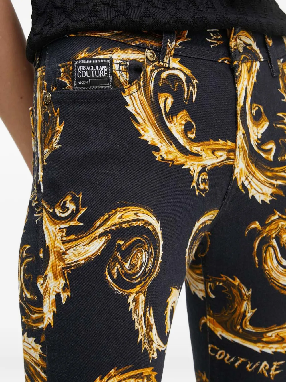 Versace Jeans Couture Baroque-print Jeans In Black