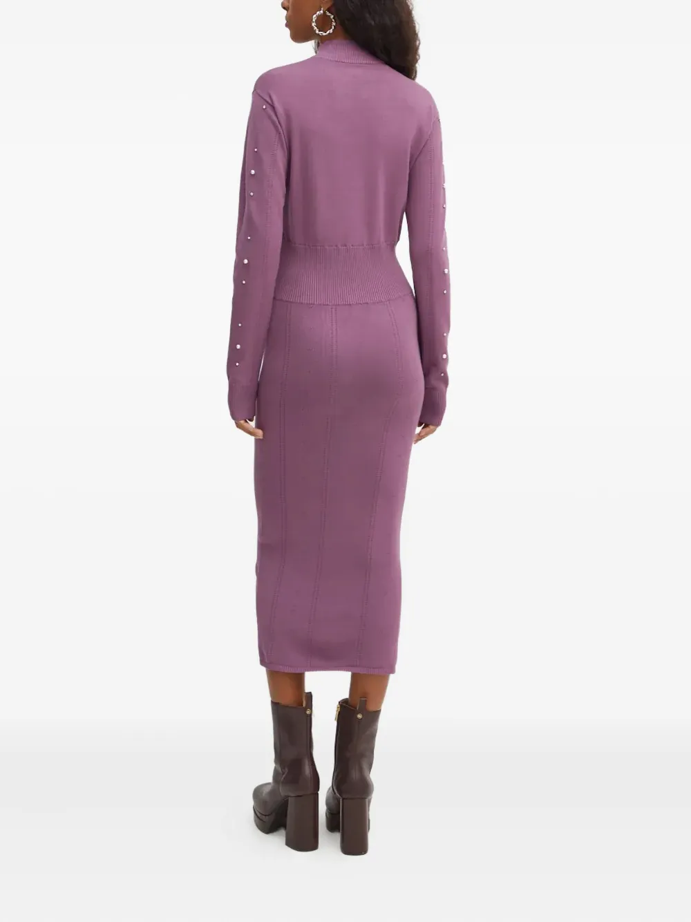 Versace Jeans Couture Embellished Lettering Midi Dress - Purple 