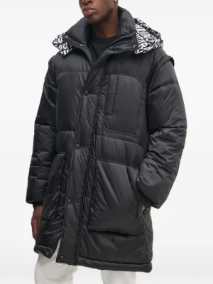 Ea7 Emporio Armani ジップ フーデッド コート | ブラック | FARFETCH JP