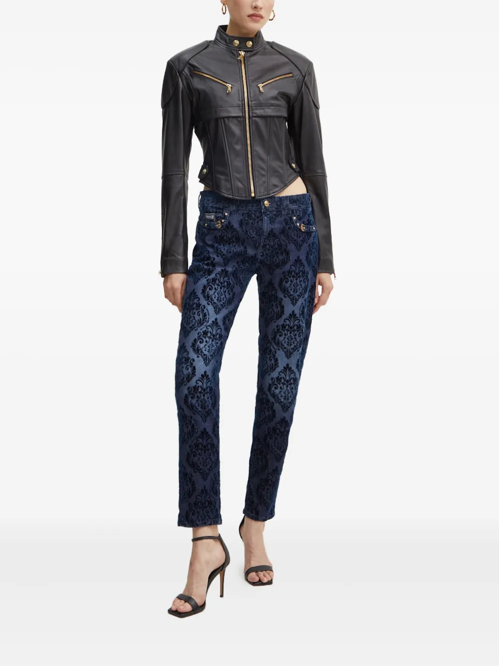 Versace Jeans Couture Jeans met jacquard - Blauw