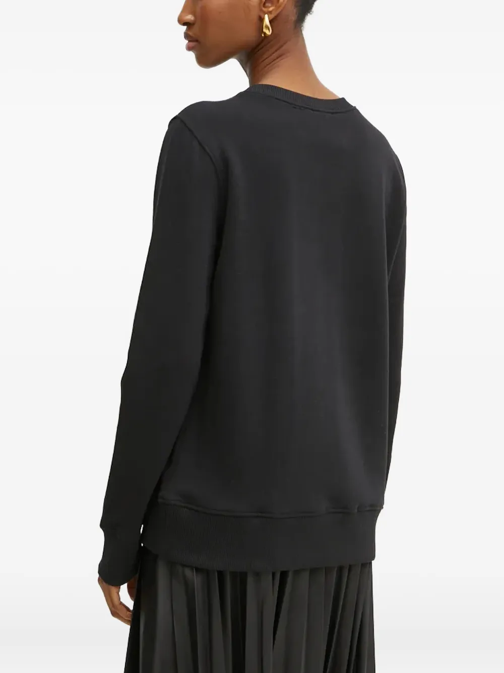 Versace Jeans Couture Sweater met logo en ronde hals Zwart