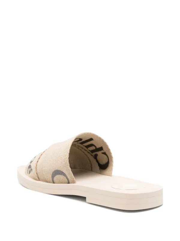 送料関税込◆CHLOE◆ WOODY SLIDES Chloé | Woody white linen slide sandals | Savannahs