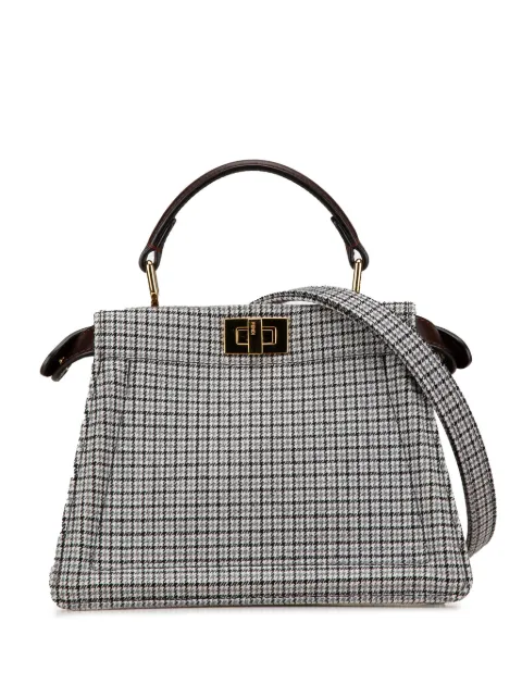 Fendi Pre-Owned bolsa satchel Small Wool Peekaboo ISeeU Houndstooth 2010-2024