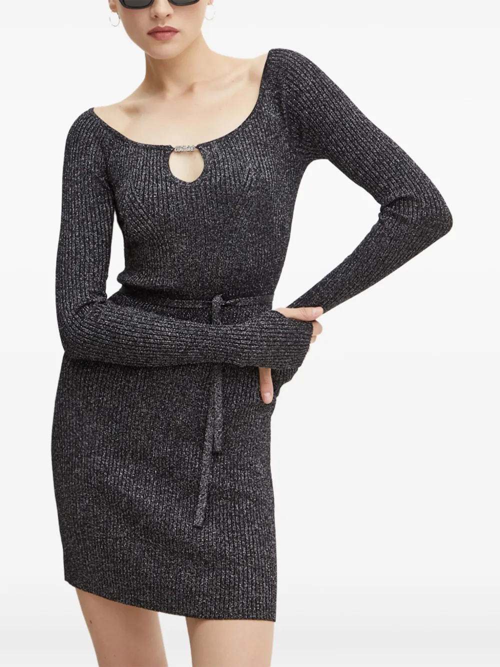 Versace Jeans Couture keyhole tie mini dress - Black