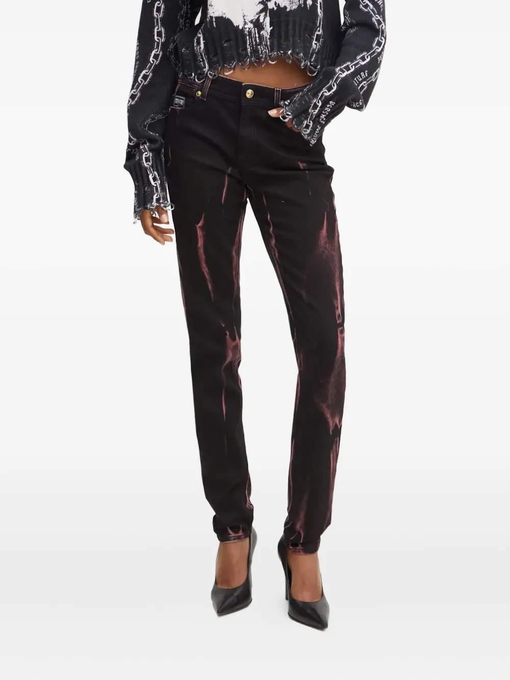 Versace Jeans Couture Buttoned Jeans In Brown