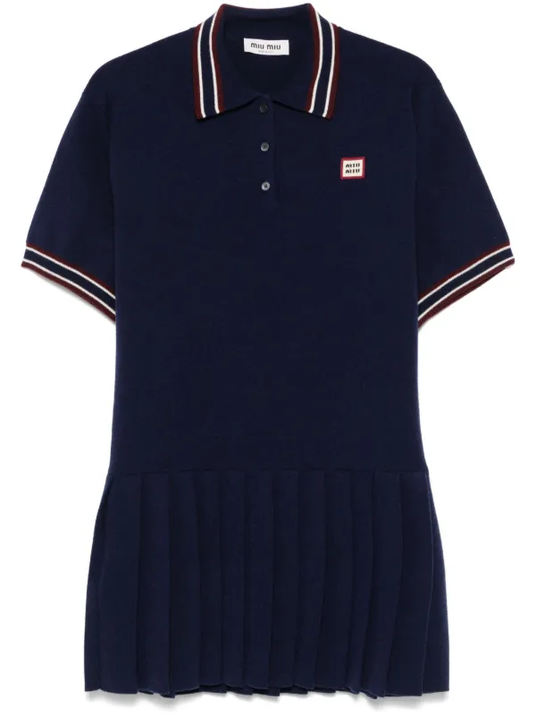 Miu Miu Logo-patch Mini Dress in Blue