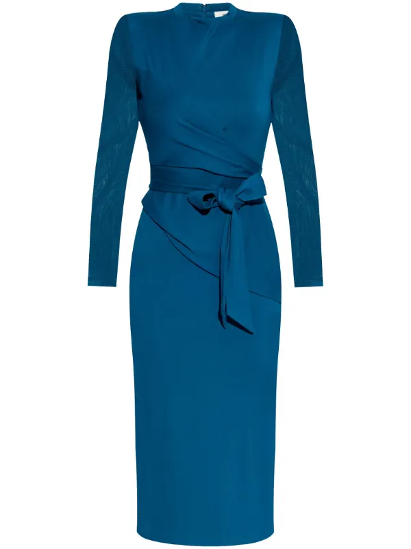 DVF Diane Von Furstenberg Draped Midi Dress Blue FARFETCH