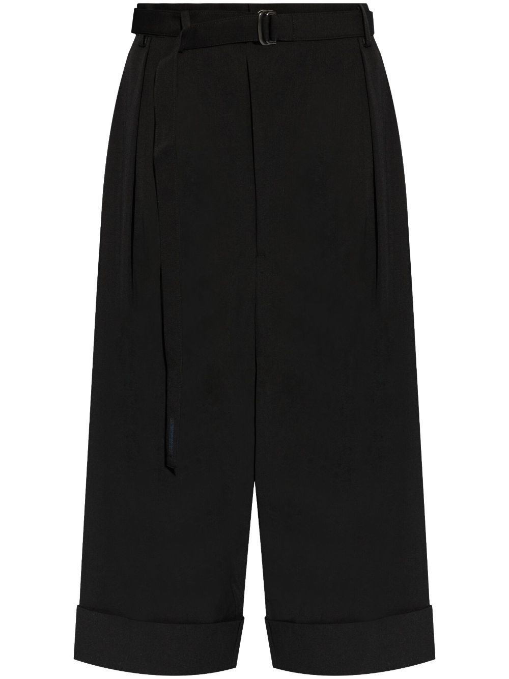 Yohji Yamamoto Gabardine broek met wijde pijpen en R-rug Zwart