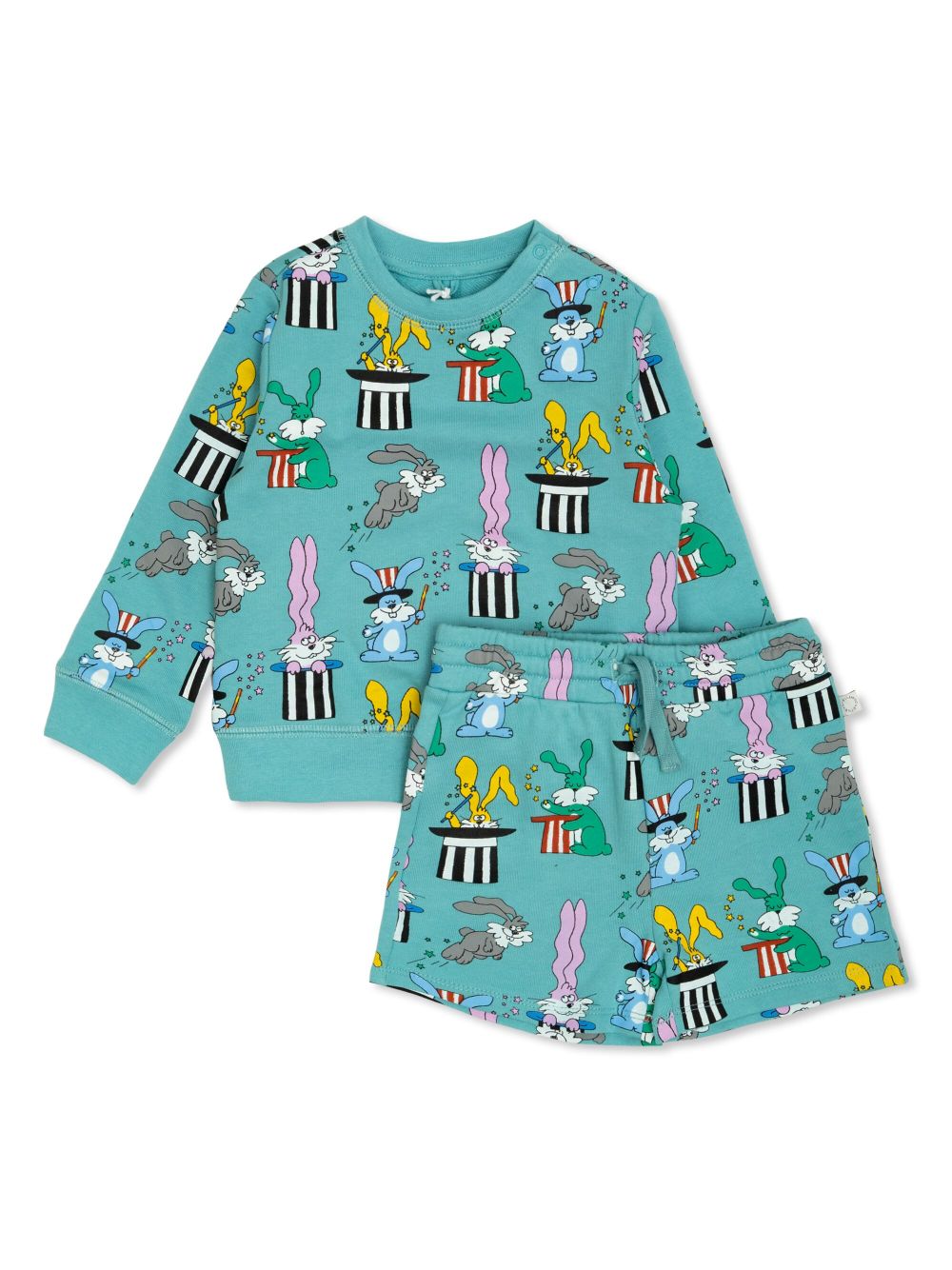 Stella McCartney Kids Sweater en shorts met grafische print Blauw