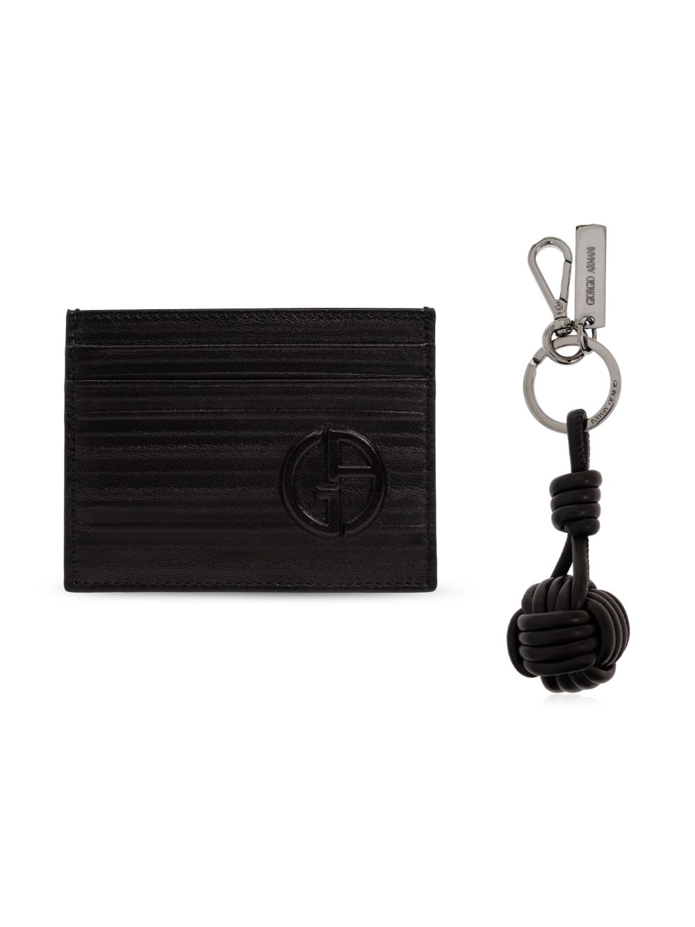 Giorgio Armani card holder and keychain set - Black