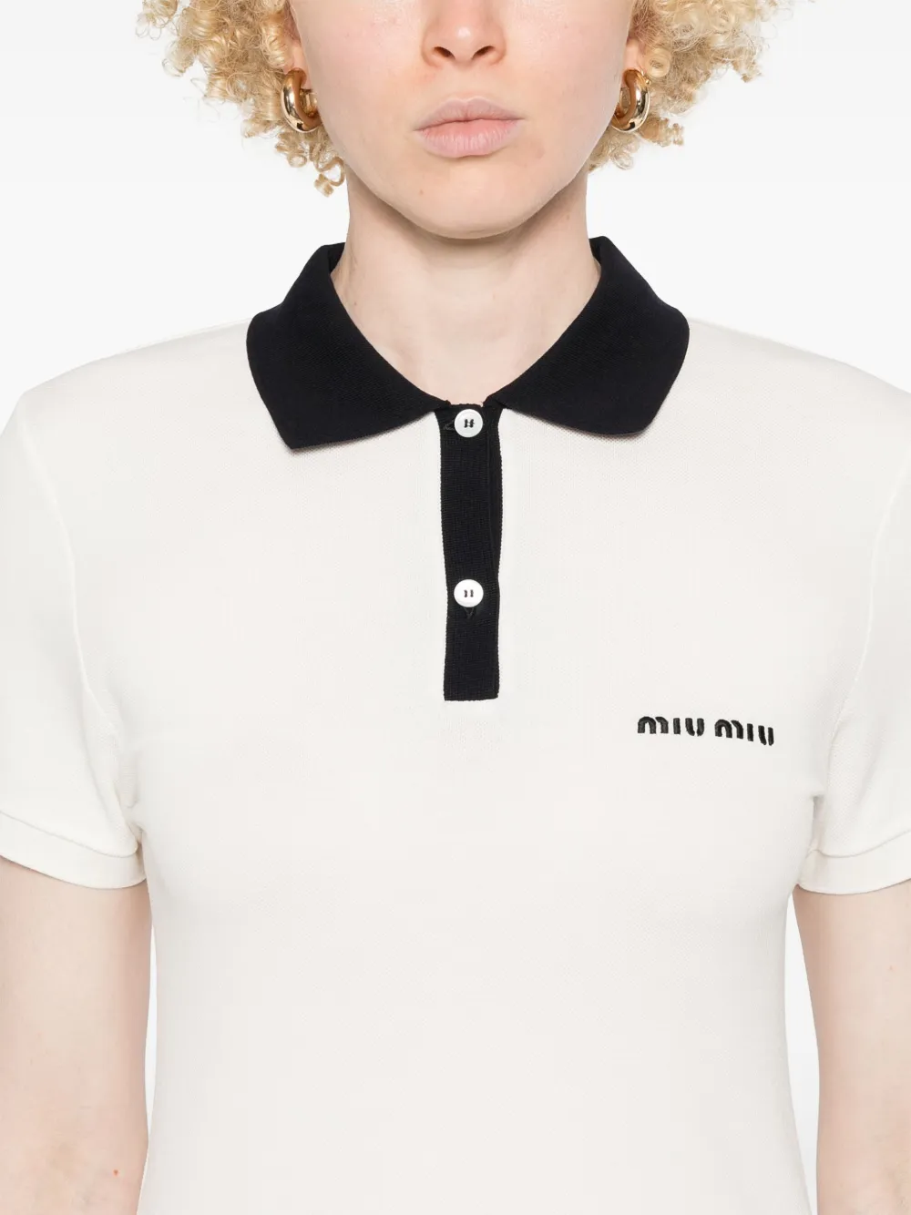 Miu Mini-jurk met geborduurd logo Wit