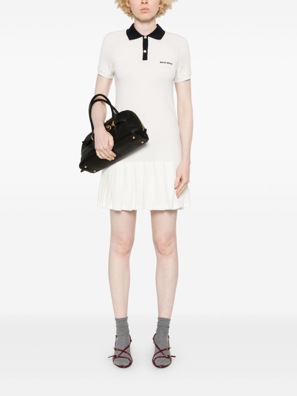 Miu Mini-jurk met geborduurd logo Wit