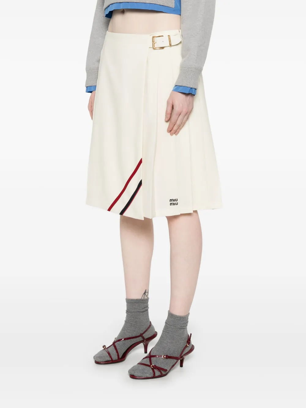 Miu Mini-plooirok Beige